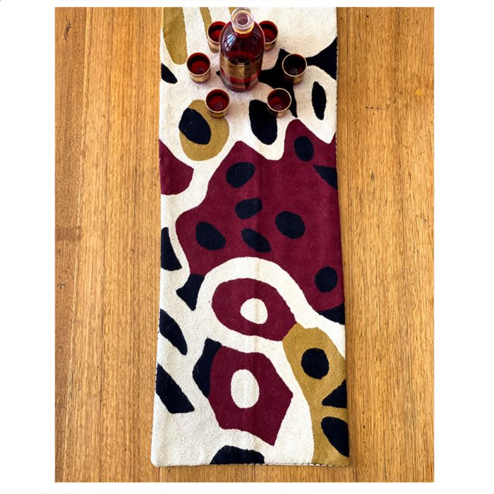 Table Runner Wool Chain Stitch Anmanari Brown ABR800 - Better World Arts