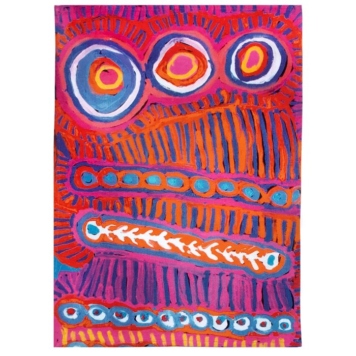 Tea Towel Two Dogs Dreaming Pink Murdie Nampijinpa Morris MNM600 - Better World Arts