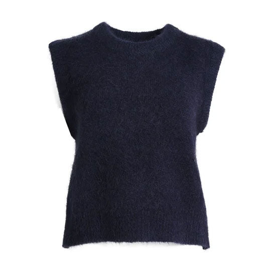 Vest Knit Aspen Navy Alpaca - Olga De Polga