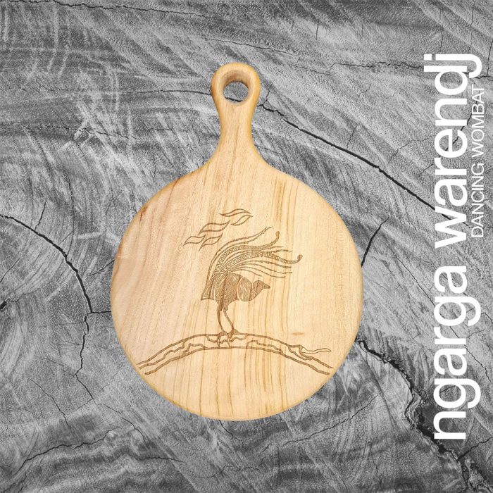 Wooden Paddle Board Round Lyrebird Camphor Laurel 24x34x2.8cm - Ngarga Warendj